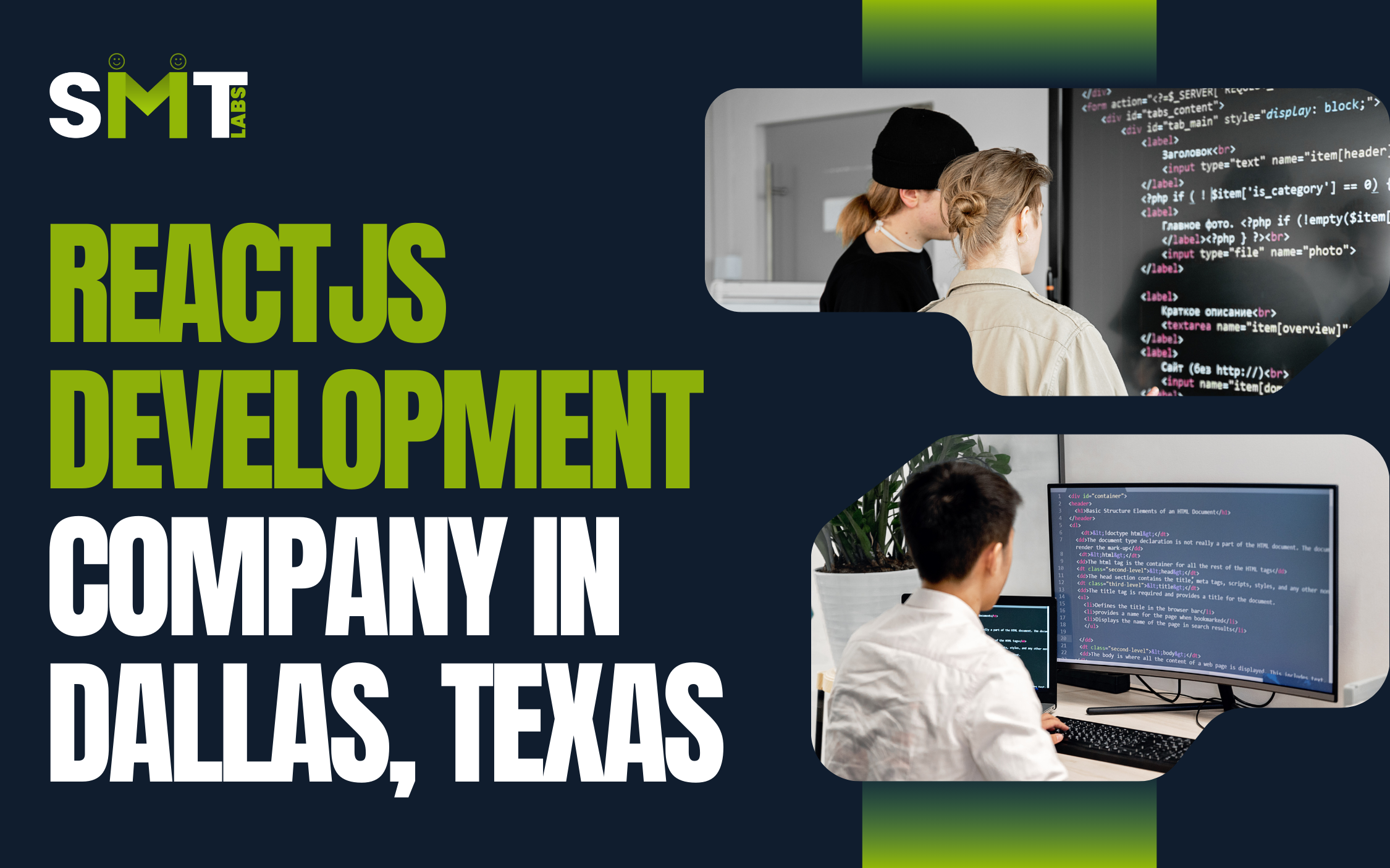 ReactJs development company in Dallas Texas by SMT Labs offering app development, remote developers, and staff augmentation services